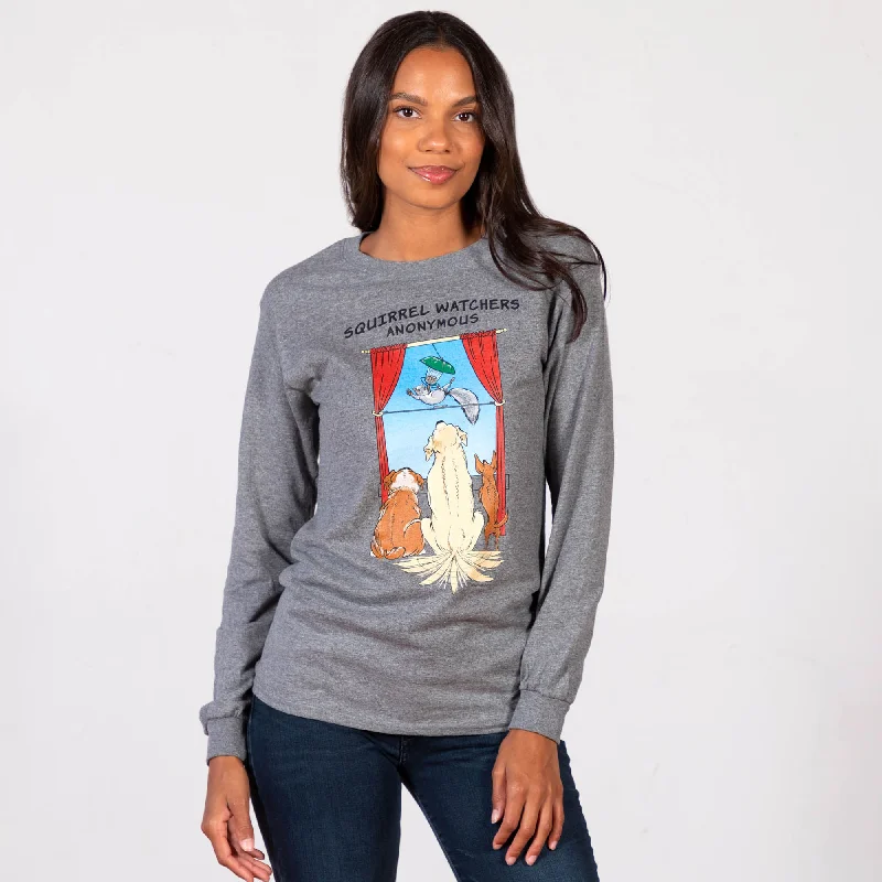 Squirrel Watchers Anonymous Long Sleeve T-Shirt Casual Formal Business