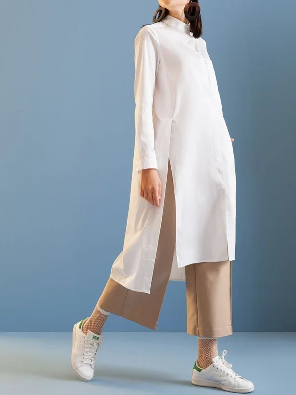 Long-Sleeved Long Loose Shirt With Loose Trousers Women'S Suit Satin Fabric Silk Fabric Chiffon Fabric