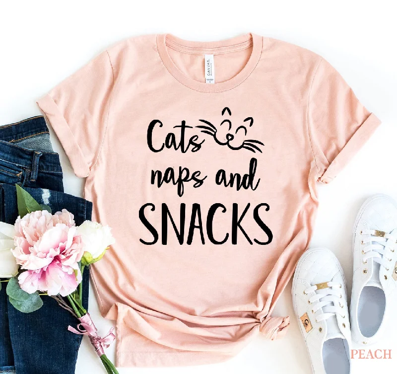 Cats Naps & Snacks T-Shirt Welt Pockets Slit Pockets Flap Pockets