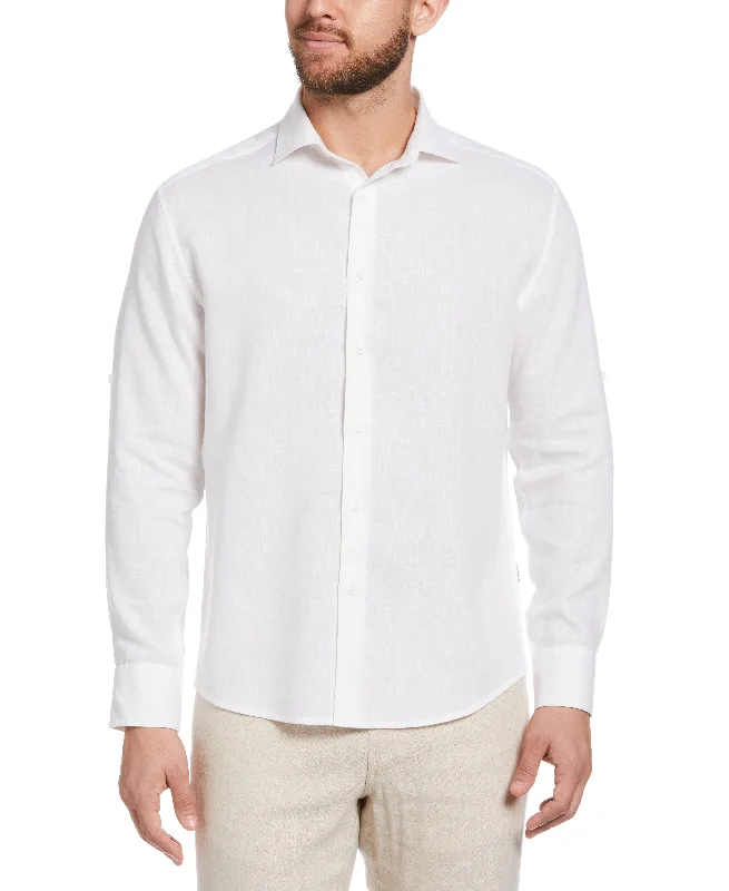Travelselect™ Linen-Blend Rolled Sleeve Shirt Mesh Fabric Canvas Fabric Denim Fabric
