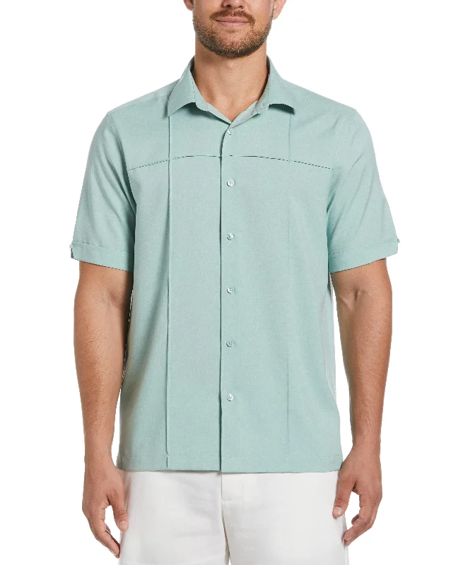 Two-Tone Cross Tuck Chambray Shirt Iron Safe Non-Iron Wrinkle Free