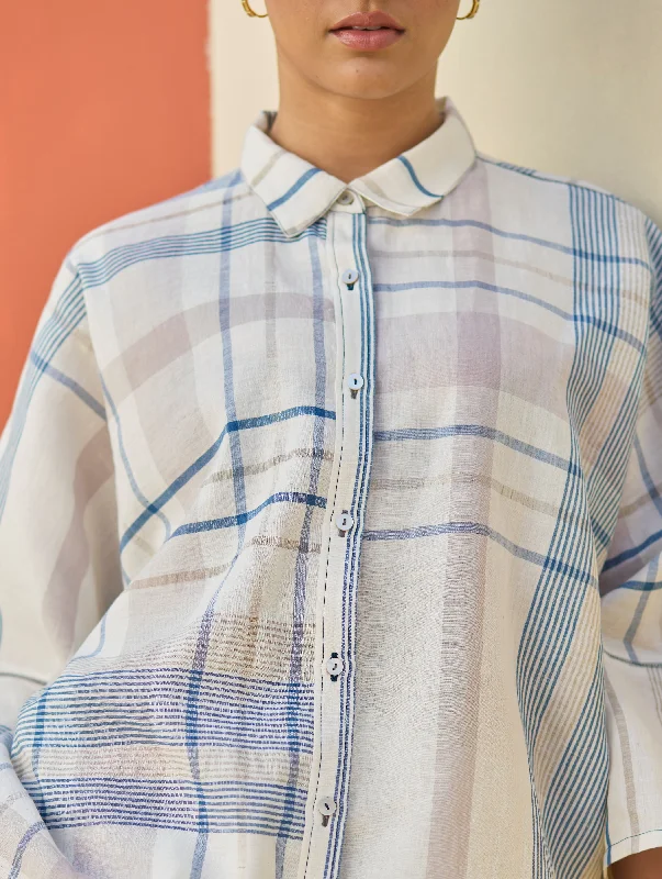Cara Check Linen Shirt
- Ivory Solid Print Embellished