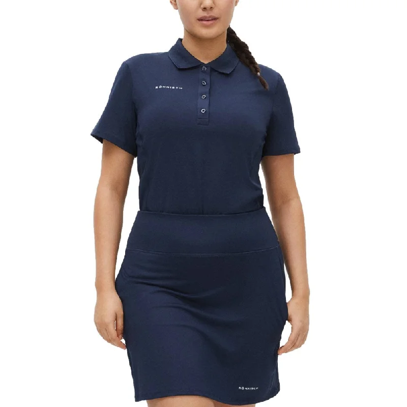 Rohnisch Women's Nicky Polo Golf Shirt - Navy Solid Color Striped Floral