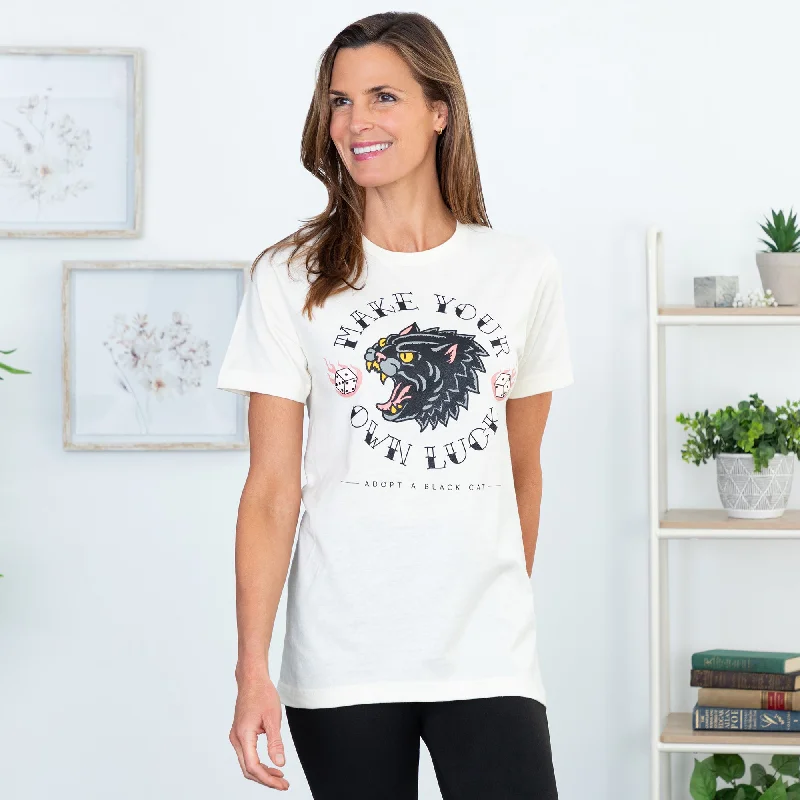 Lucky Black Cat T-Shirt Elasticated Padded Insulated