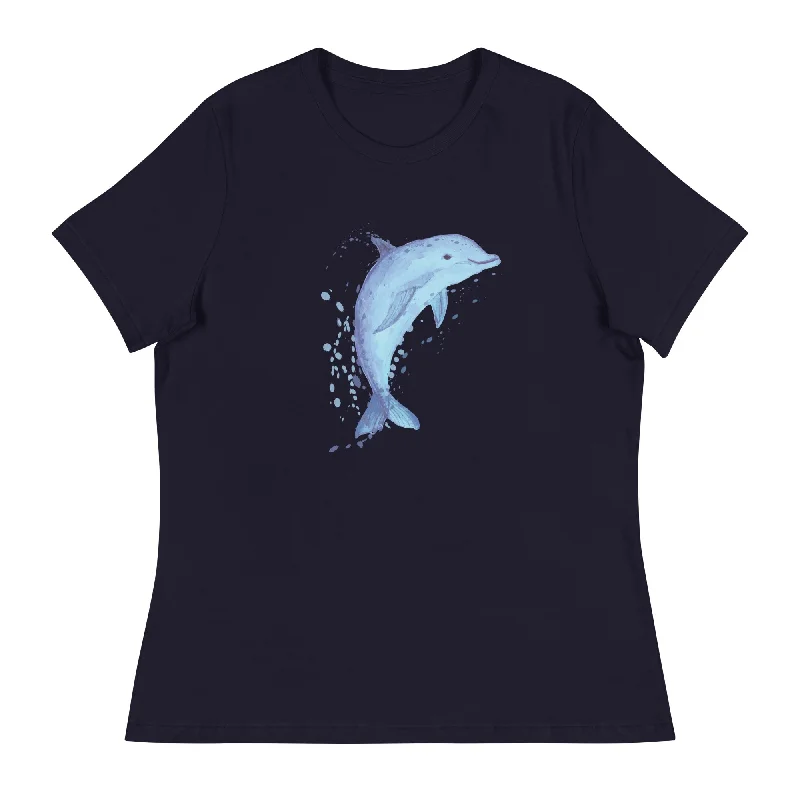 Sweet & Splashing Dolphin Women's Relaxed T-Shirt Casual Formal Business