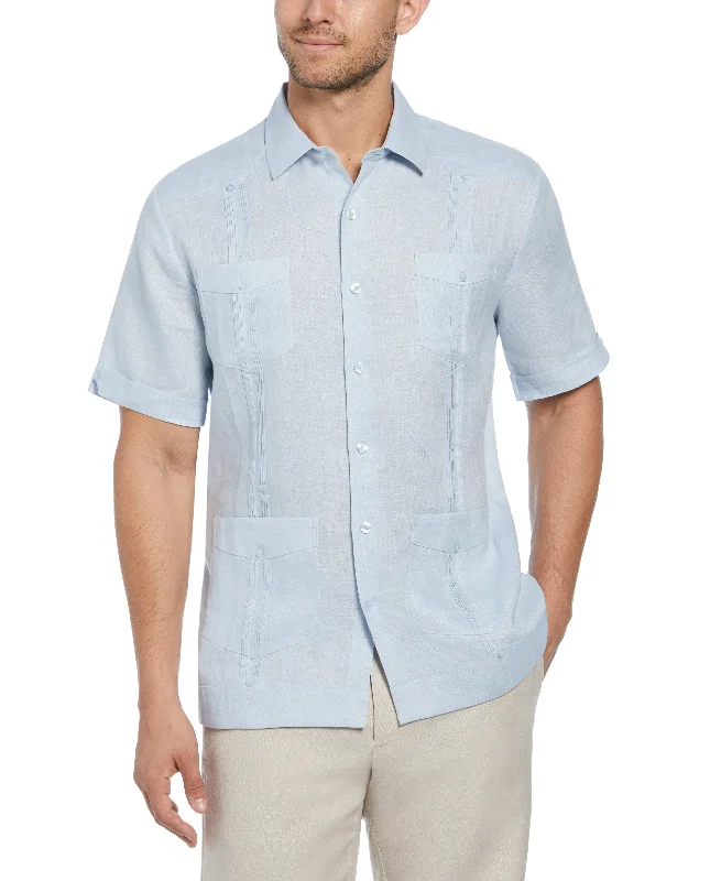 100% Linen Four-Pocket Guayabera Shirt Plaid T-Shirt Polka Dot Checkered