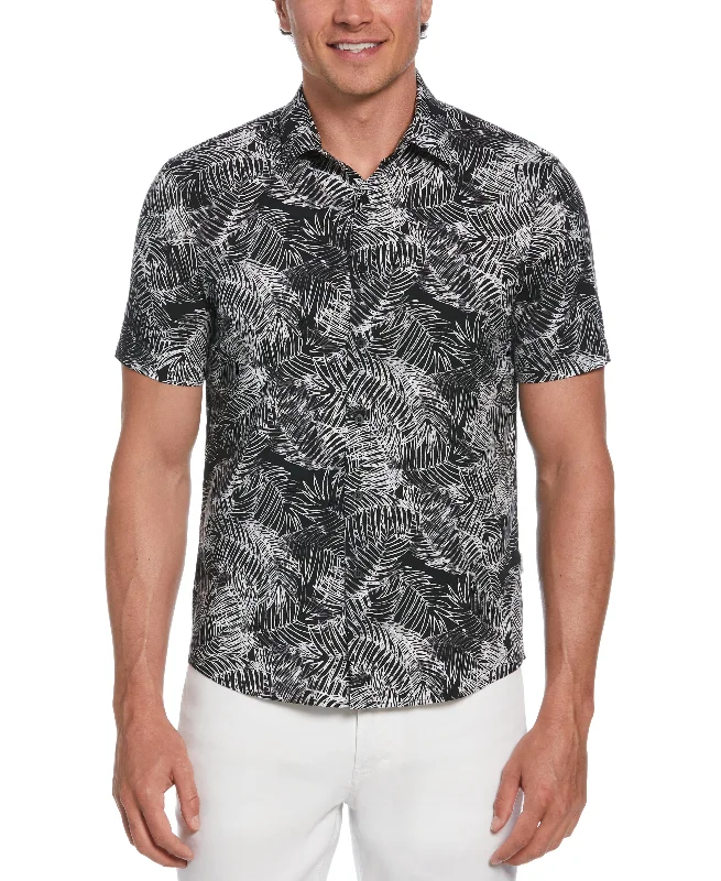 Leaves Print Shirt Print Jacquard Patchwork