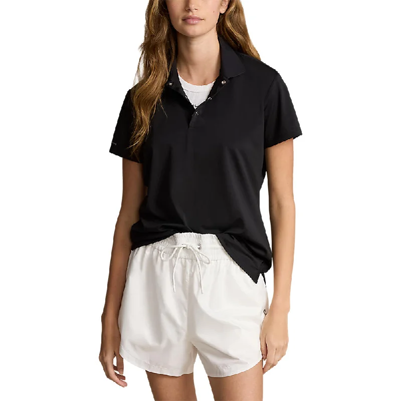 RLX Ralph Lauren Women's Tour Performance Golf Shirt - Polo Black Fitted T-Shirt Seamless Stretchy