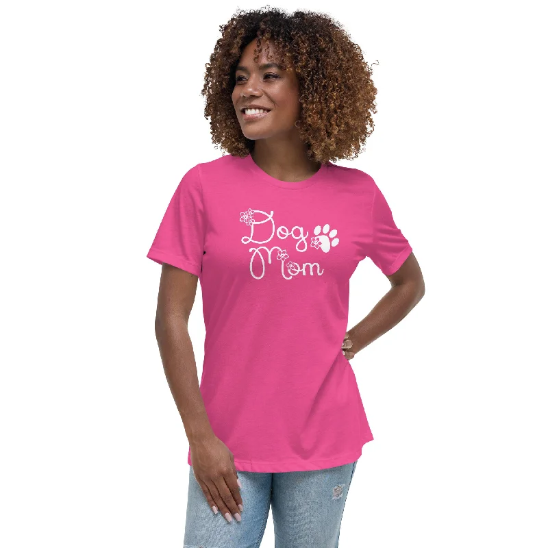 Dog Mom Relaxed T-Shirt Solid Print Embellished
