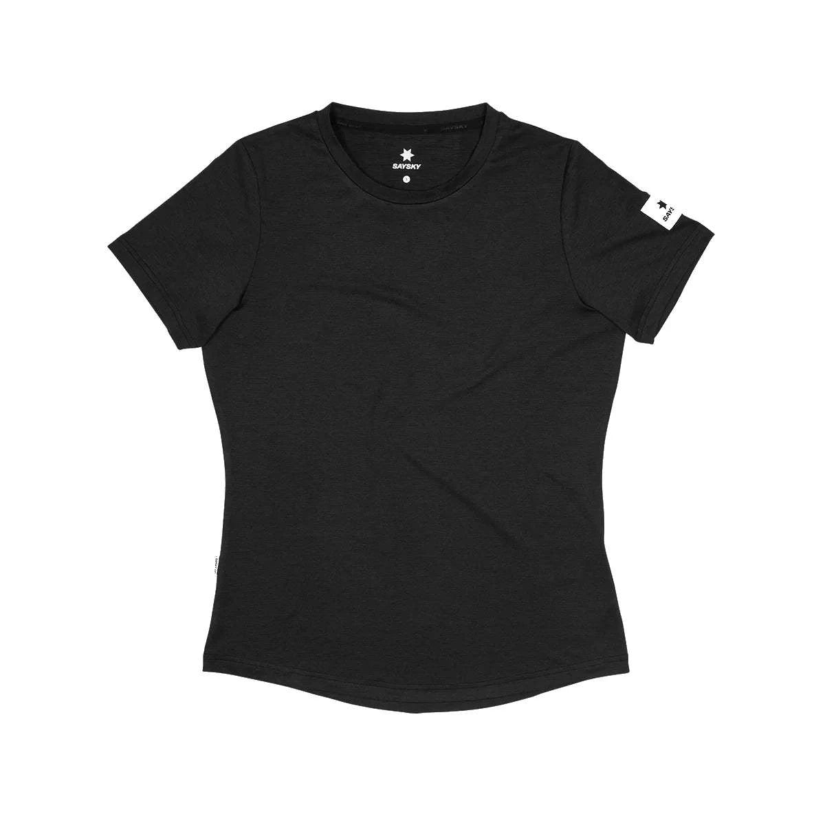 Saysky | Clean Pace T-Shirt | Dames | Black Melange Zippered Front Buttoned Front Snap Front
