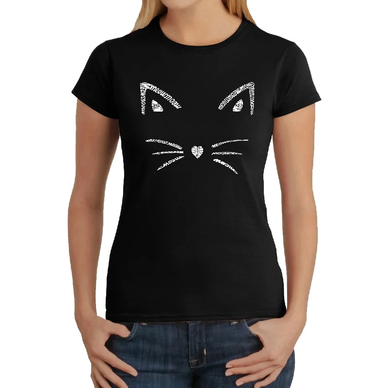Whiskers  - Women's Word Art T-Shirt Houndstooth Herringbone Solid