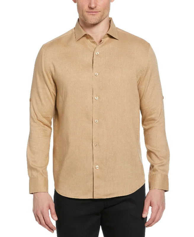 Travelselect™ Linen-Blend Rolled Sleeve Shirt Layered Multi-layer Single Layer