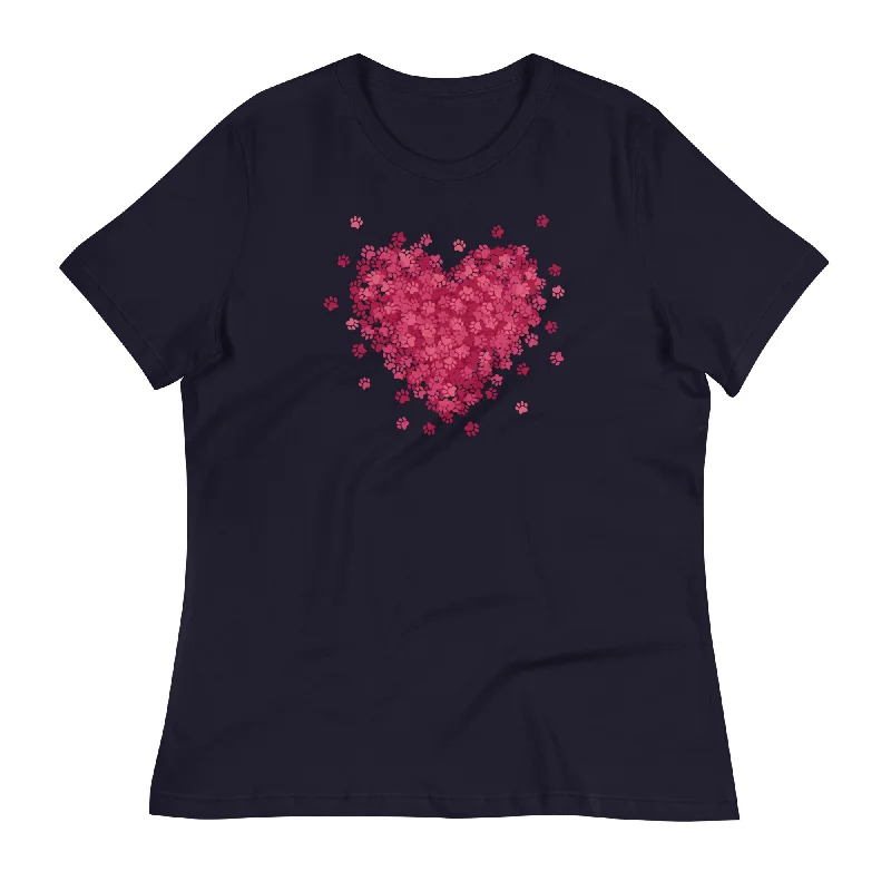 Bursting with Paw Love Women's Relaxed T-Shirt Mesh Fabric Canvas Fabric Denim Fabric