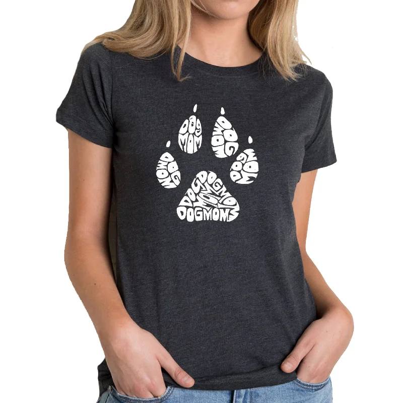 Dog Mom  - Women's Premium Blend Word Art T-Shirt Hooded Caped Shawl Collar