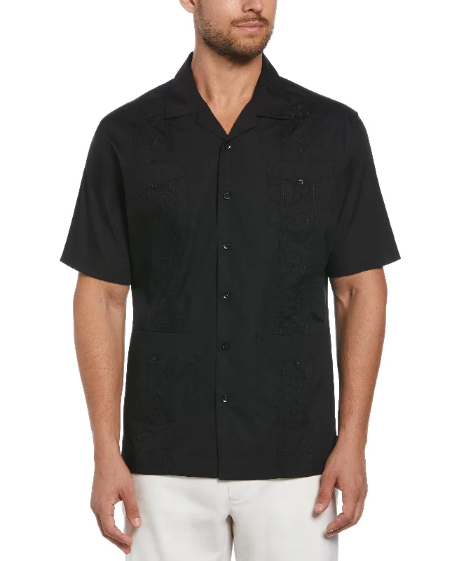 Authentic Embroidered Guayabera Shirt Satin Blend Silk Blend Wool Blend