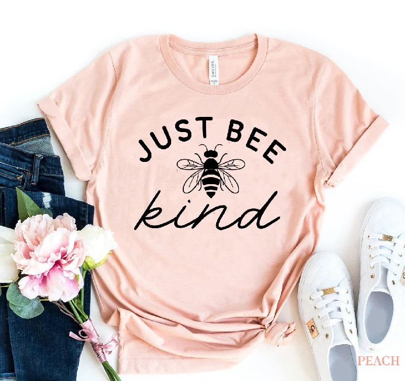 Just Bee Kind T-Shirt Notch Collar Peter Pan Collar Cowl Neck