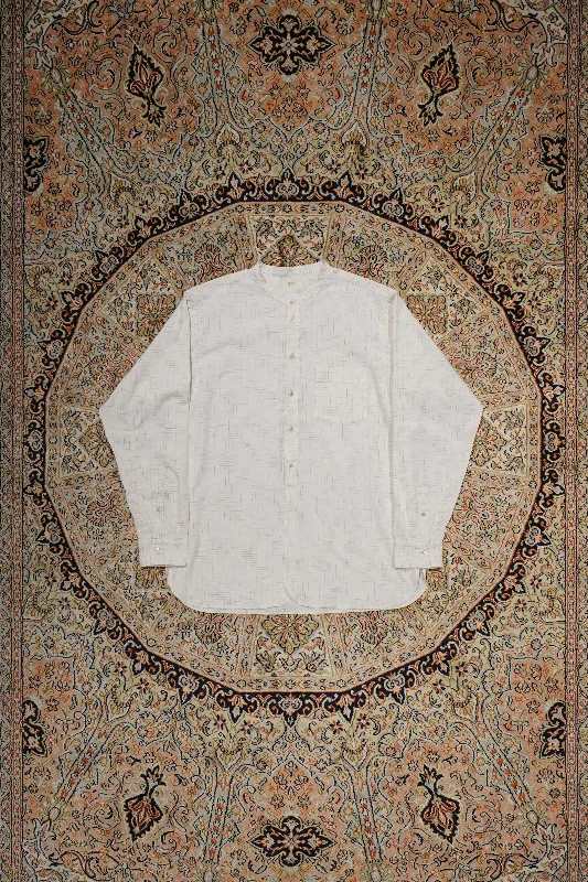 Taiga Takahashi BAND COLLOR SHIRT (HEATHER IVORY) Elasticated Padded Insulated