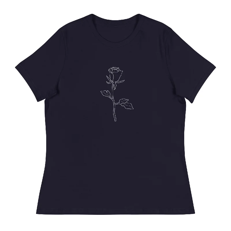 Rose Women's Relaxed T-Shirt Terry Blend Velvet Blend Canvas Blend