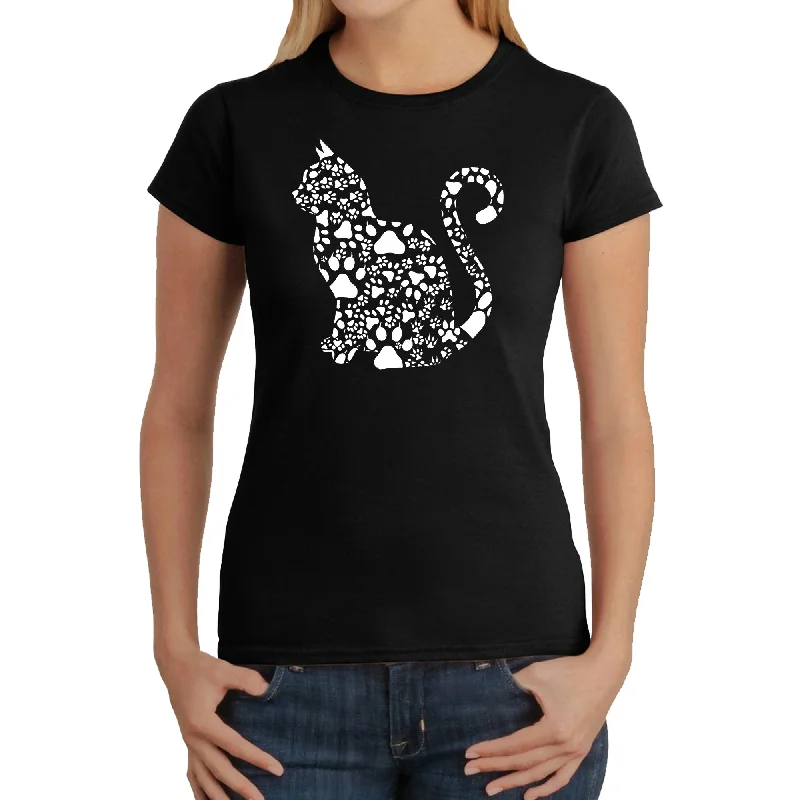 Cat Claws - Women's Word Art T-Shirt Thin T-Shirt Open Front Quick Dry