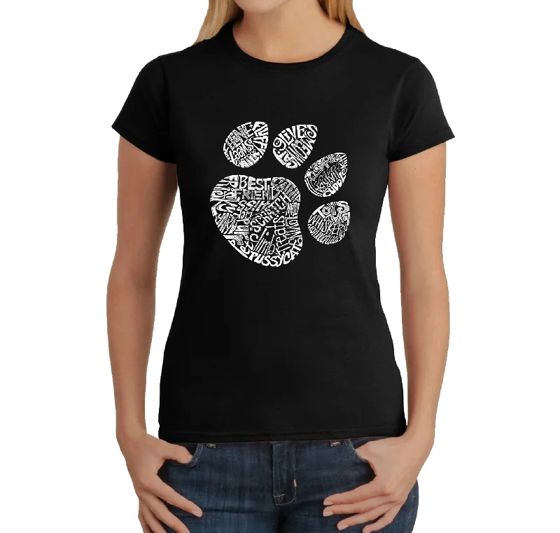 Cat Paw  - Women's Word Art T-Shirt Casual Formal Business