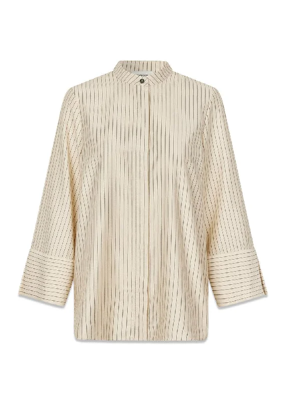 IsabelMD shirt - Summer Sand Pinstripe Denim Fabric Leather Fabric Suede Fabric