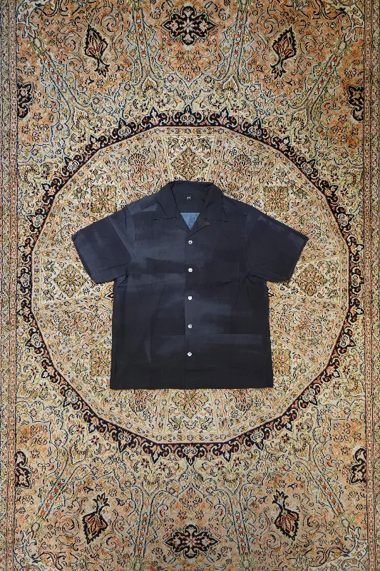 Taiga Takahashi OPEN COLLAR SHIRT (KAMISOE PRINT) Mesh Canvas Denim