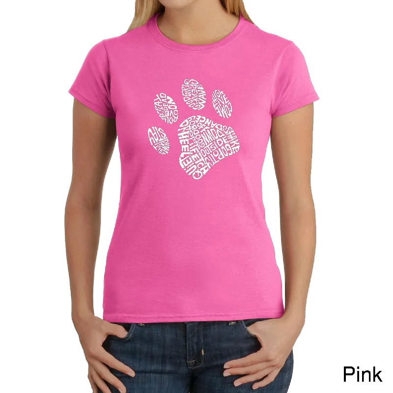 Dog Paw  - Women's Word Art T-Shirt Modern Contemporary Chic