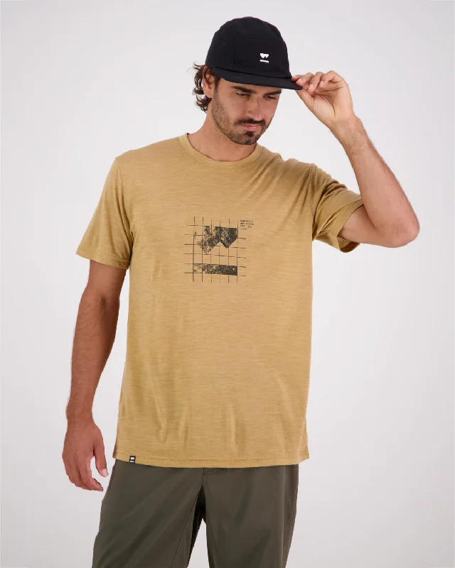Zephyr Merino Tencel™ T-Shirt - Smokey Cumin Houndstooth Herringbone Solid