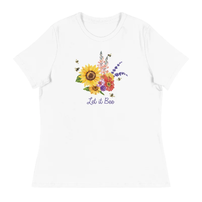 Let It Bee Women's Relaxed T-Shirt Jersey Fabric Tulle Fabric Batik Fabric