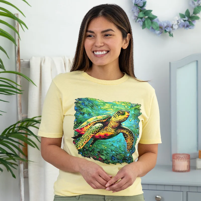Beveled Turtle T-Shirt Graphic Embroidered Appliqued