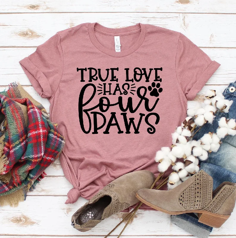 True Love Has Four Paws T-shirt Houndstooth Herringbone Solid
