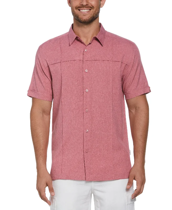 Two-Tone Cross Tuck Chambray Shirt Handmade Hand-knitted Hand-woven