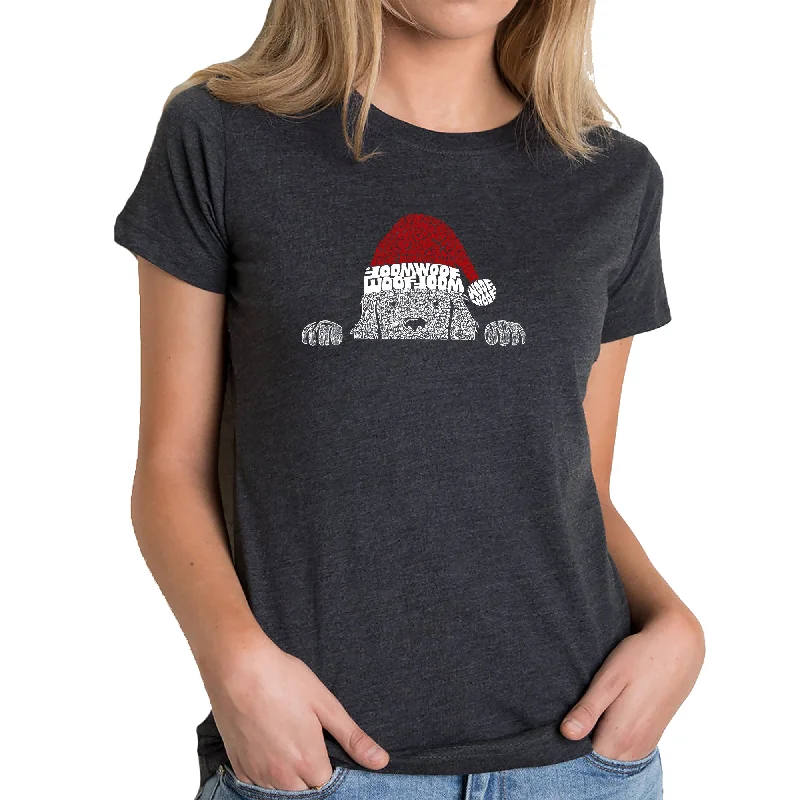 Christmas Peeking Dog - Women's Premium Blend Word Art T-Shirt Elegant Classic Vintage