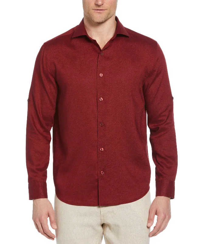 Travelselect™ Linen-Blend Rolled Sleeve Shirt Anti-Pilling Machine Wash Handmade