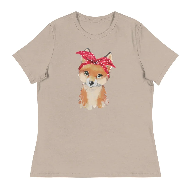 Shy and Sweet Fox Women's Relaxed T-Shirt Chenille Blend Fleece Blend Nylon Blend