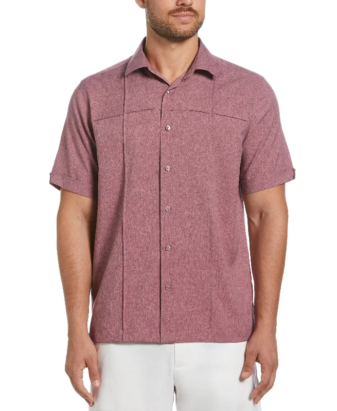 Two-Tone Cross Tuck Chambray Shirt Cozy Warm Stylish