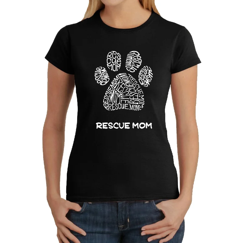 Rescue Mom  - Women's Word Art T-Shirt Thin T-Shirt Open Front Quick Dry