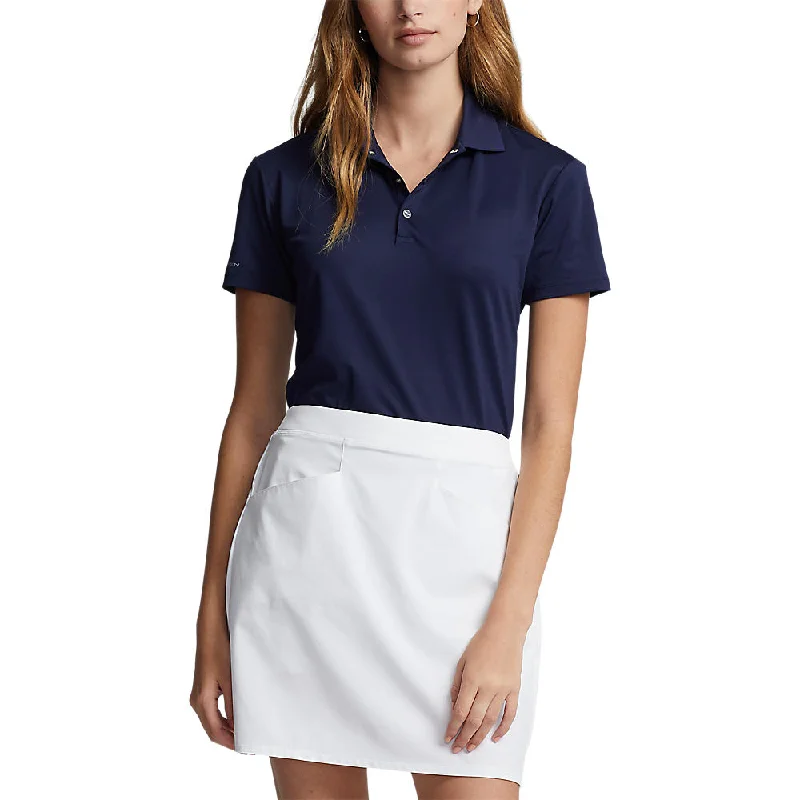 RLX Ralph Lauren Women's Tour Performance Golf Shirt - French Navy Asymmetrical Pockets Print