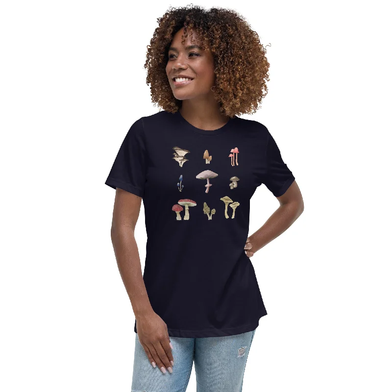 Mushroom T-Shirt Notch Collar Peter Pan Collar Cowl Neck