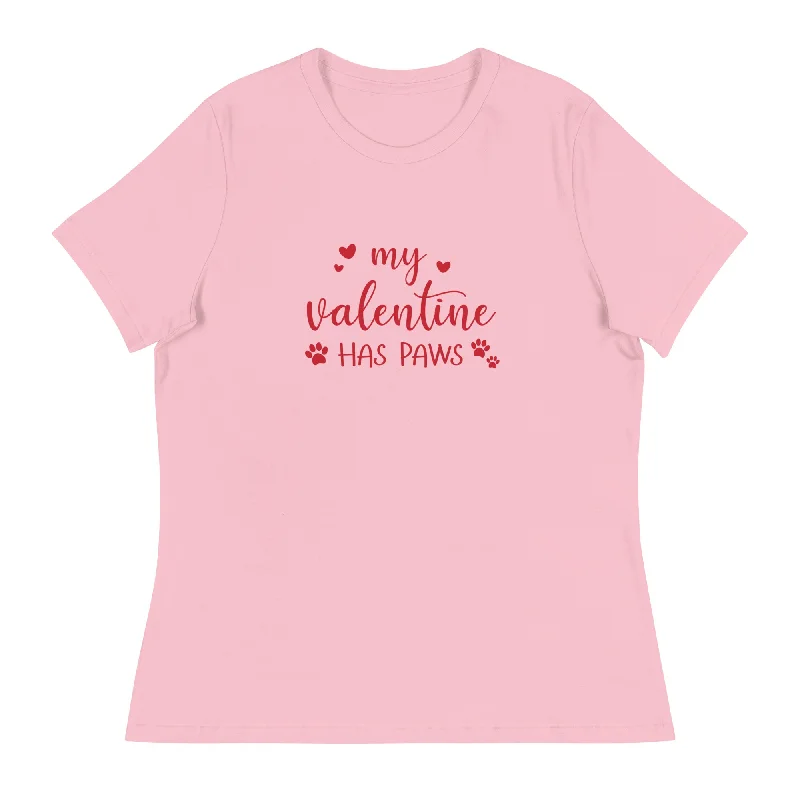 My Valentine Has Paws Women's Relaxed T-Shirt Mesh Canvas Denim