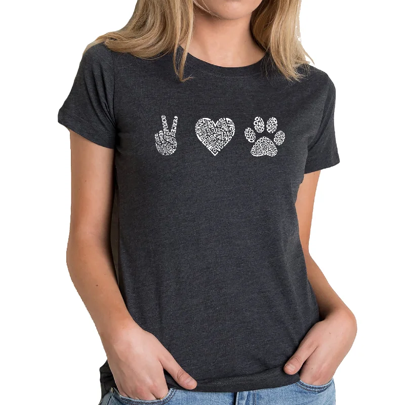 Peace Love Dogs  - Women's Premium Blend Word Art T-Shirt Satin Blend Silk Blend Wool Blend