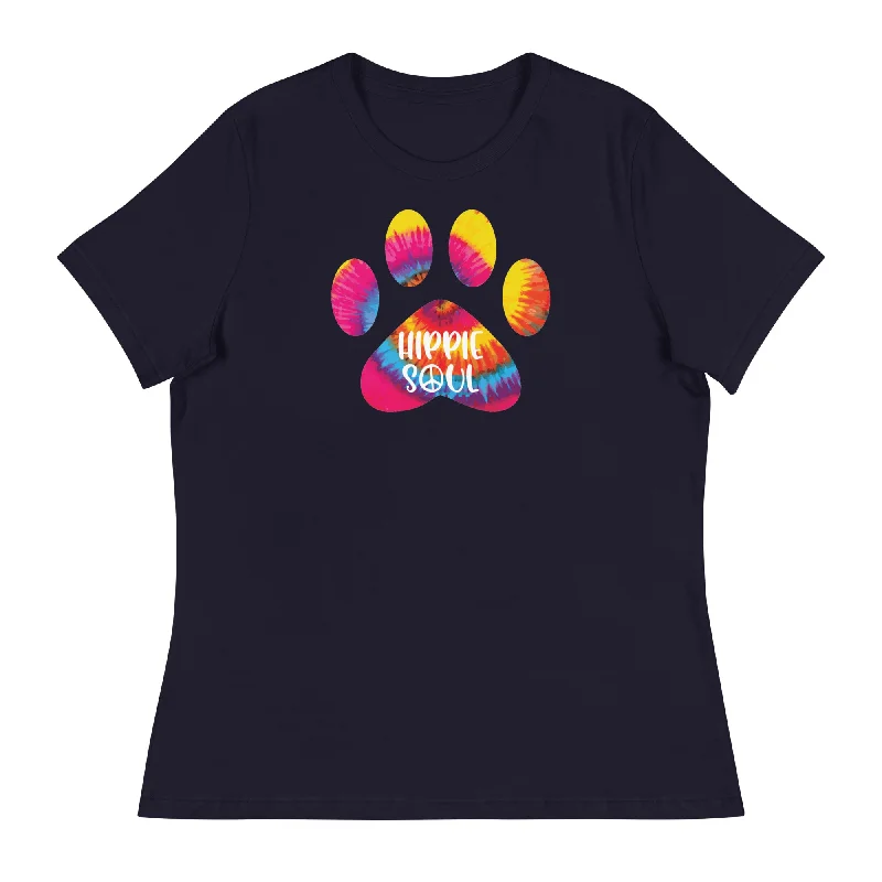 Hippie Soul Paw Print Women's Relaxed T-Shirt Layered Multi-layer Single Layer