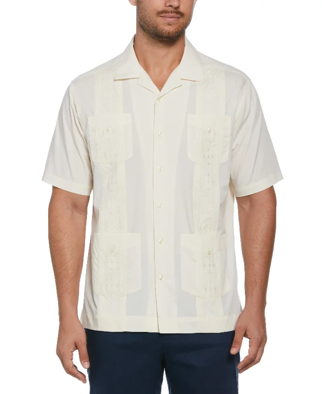 Authentic Embroidered Guayabera Shirt Print Jacquard Patchwork