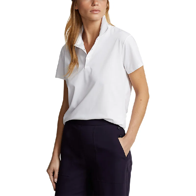 RLX Ralph Lauren Women's Tour Performance Golf Shirt - Pure White Collared T-Shirt Boat Neck A-Line