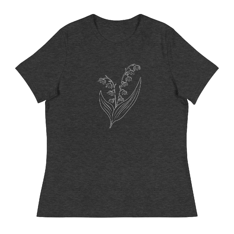 Snow Drop Women's Relaxed T-Shirt Lace Blend Ribbed Blend Corduroy Blend