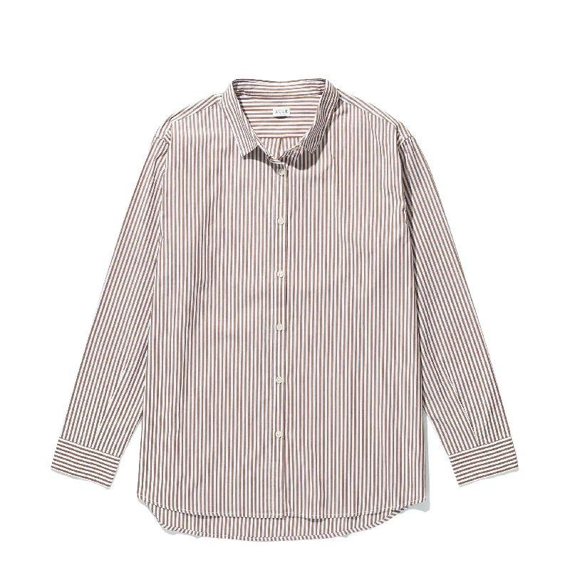 The Hutton Oversized Shirt - Beige/White Solid Color Striped Floral