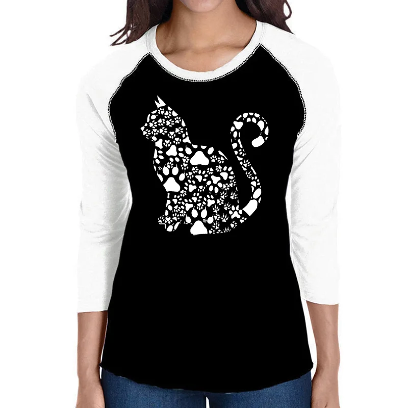 Cat Claws - Women's Raglan Word Art T-Shirt Basic T-Shirt Crew Neck Short Sleeve