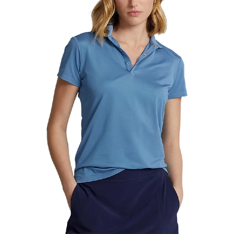 RLX Ralph Lauren Women's Tour Performance Golf Shirt - Hatteras Blue Zippered Front Buttoned Front Snap Front