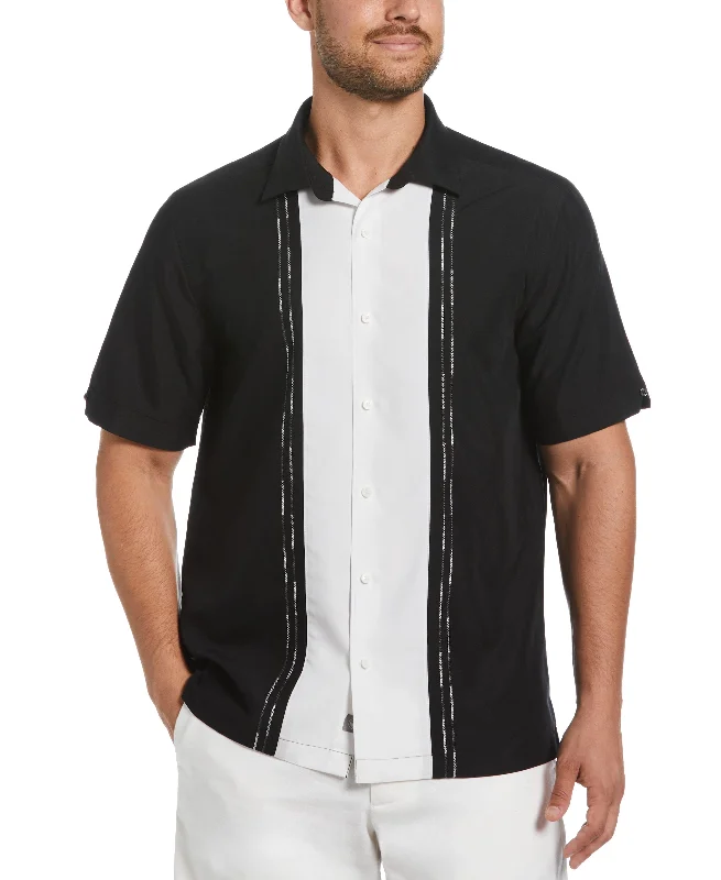 Color Block Embroidery Shirt Fleece Nylon Spandex