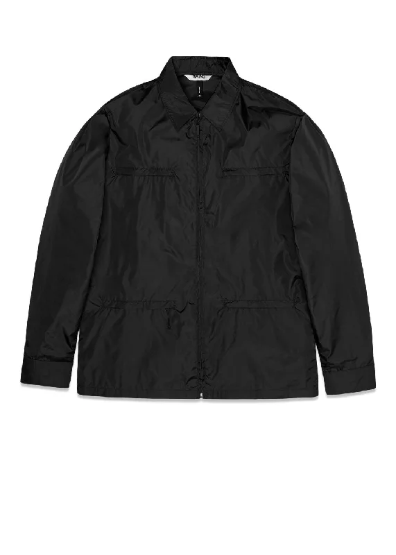 Shirt - Black Hooded Caped Shawl Collar